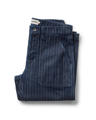 folded flatlay of The Mariner Jean in Rinsed Indigo Dobby Denim, Bottoms by Taylor Stitch